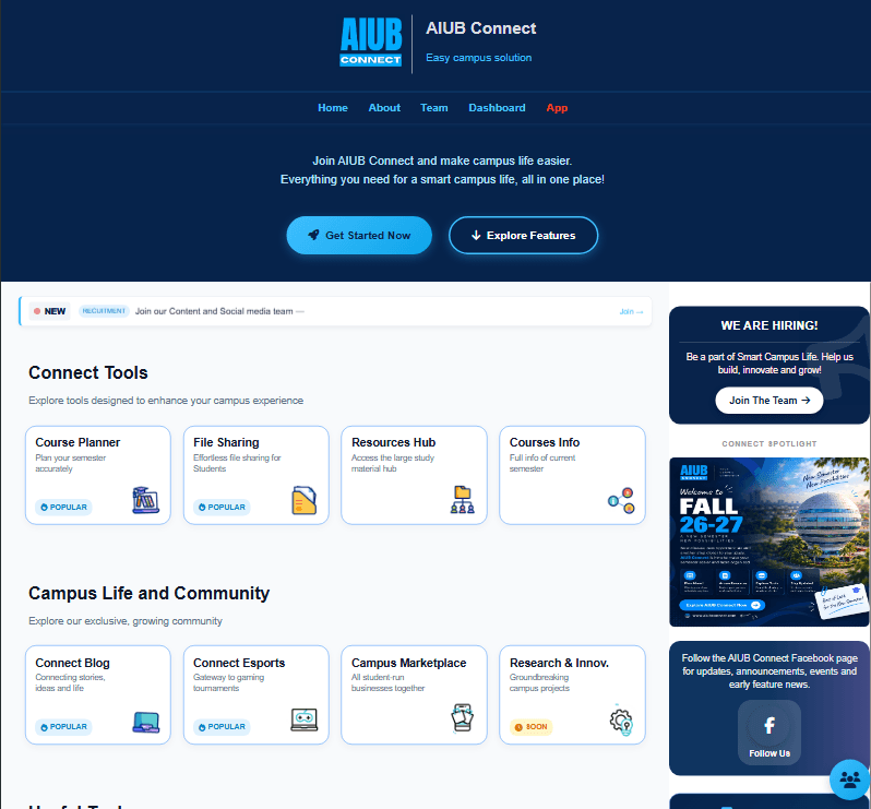 AIUB Connect platform interface